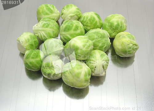 Image of Background picture as close-up view on brussels sprouts