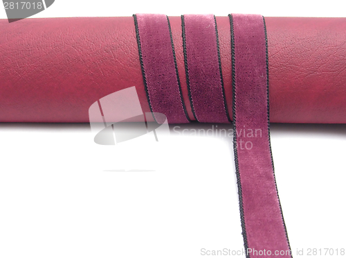 Image of Rolled up leatherette with purple band