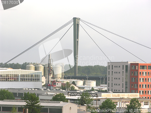 Image of Highway bridge, industrial area and free port