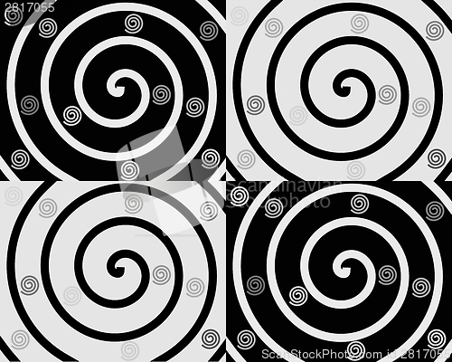 Image of Details of spirals on black and white backgrounds