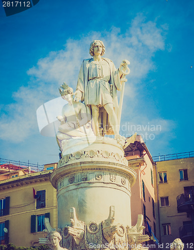 Image of Retro look Columbus monument in Genoa