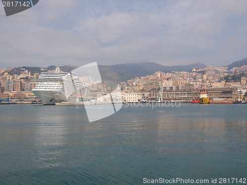 Image of View of Genoa Italy from the sea