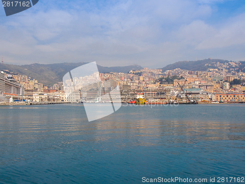 Image of View of Genoa Italy from the sea