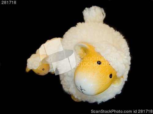 Image of Sheep-mother with her sheep-child - isolated on black