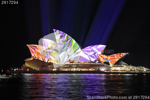 Image of Sydney Opera House in vibrant geometric colours