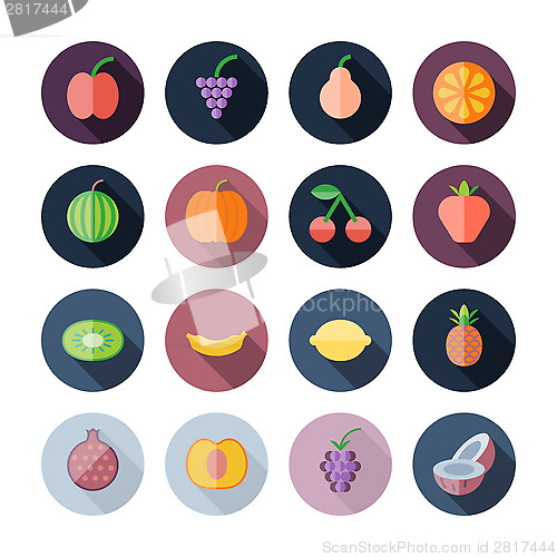 Image of Flat Design Icons For Fruits