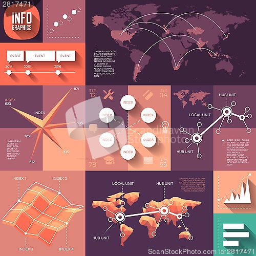 Image of Infographics of flat design with long shadows