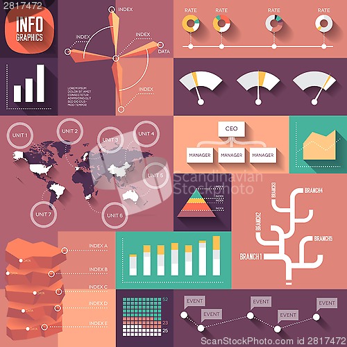 Image of Infographics of flat design with long shadows