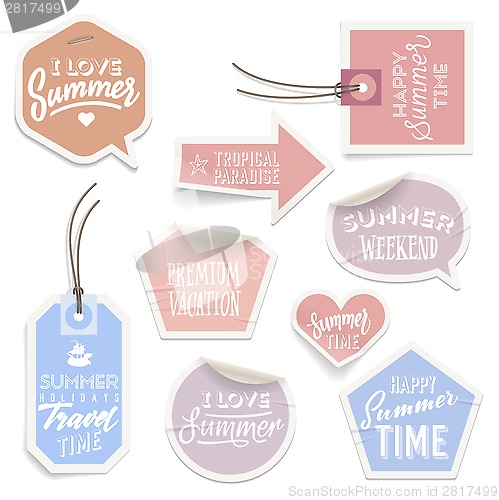 Image of Summer holiday vacation stickers and labels