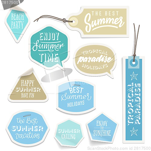 Image of Summer holiday vacation stickers and labels