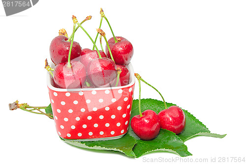 Image of Ripe sweet and juicy cherry tasty berry wet fruits