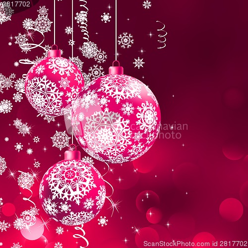 Image of Christmas balls over orange bokeh. EPS 8