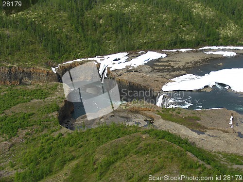 Image of Aerial view on waterfall