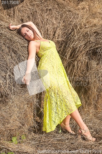 Image of Pretty sexy girl on hay