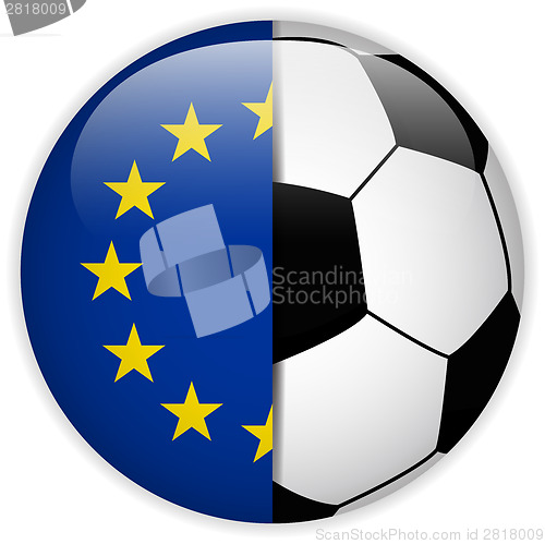 Image of Europe Flag with Soccer Ball Background