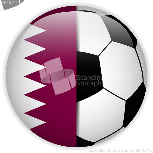 Image of Qatar Flag with Soccer Ball Background