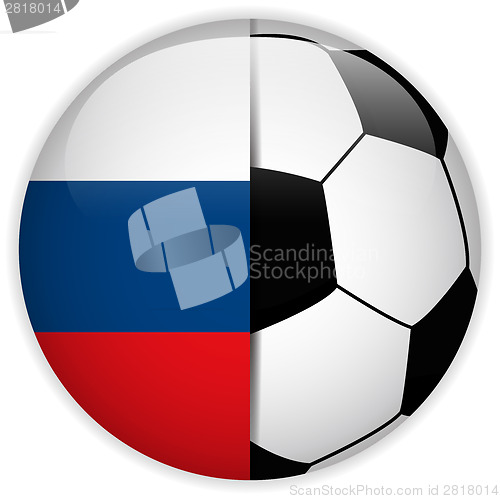 Image of Russia Flag with Soccer Ball Background
