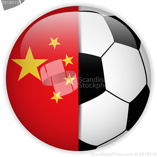 Image of China Flag with Soccer Ball Background