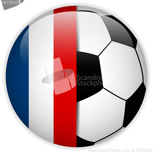 Image of France Flag with Soccer Ball Background