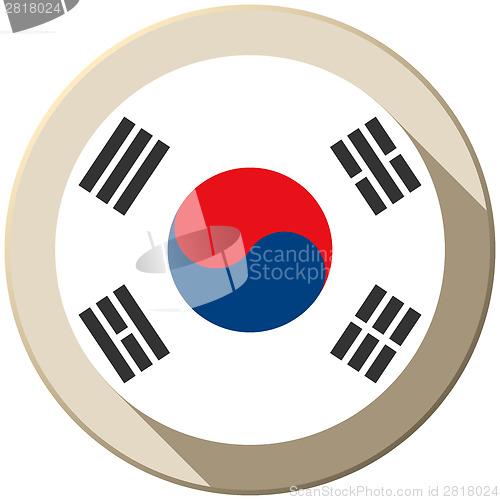 Image of South Korea Flag Button Icon Modern