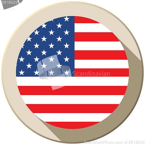 Image of USA Flag Button Icon Modern
