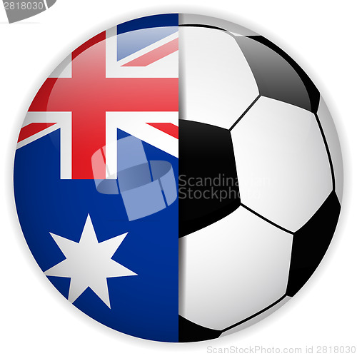 Image of Australia Flag with Soccer Ball Background