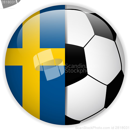 Image of Sweden Flag with Soccer Ball Background