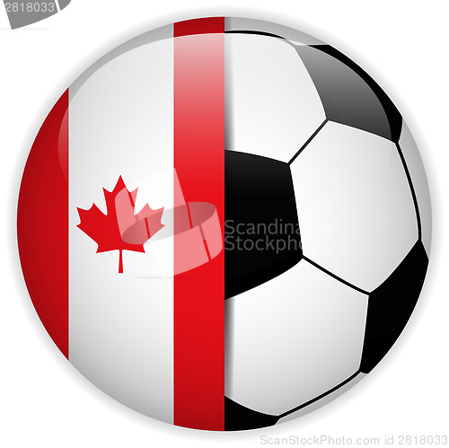 Image of Canada Flag with Soccer Ball Background