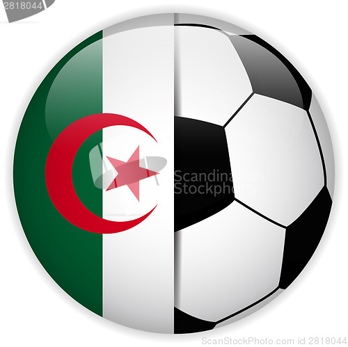 Image of Algeria Flag with Soccer Ball Background