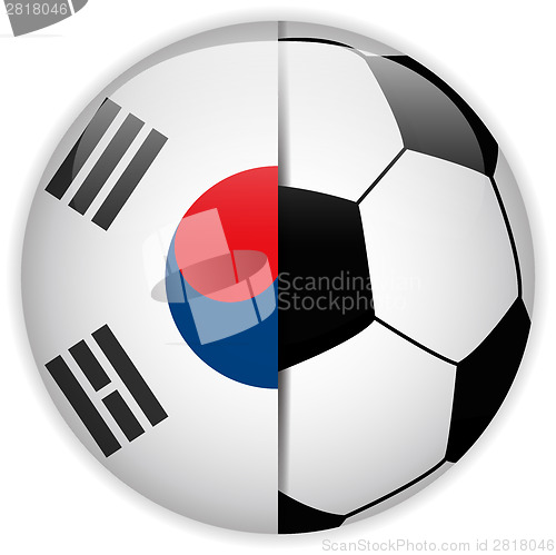 Image of South Korea Flag with Soccer Ball Background