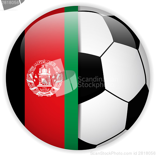 Image of Afghanistan Flag with Soccer Ball Background