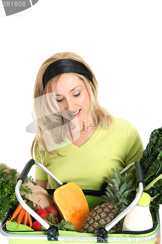 Image of Woman with basket of food