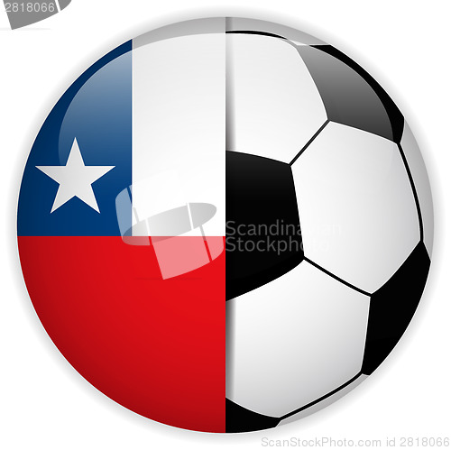 Image of Chile Flag with Soccer Ball Background