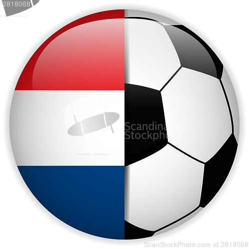 Image of Netherlands Flag with Soccer Ball Background