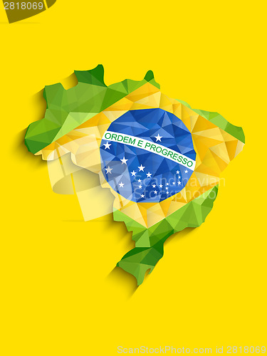 Image of Brazil Flag Map Yellow Green Blue Background