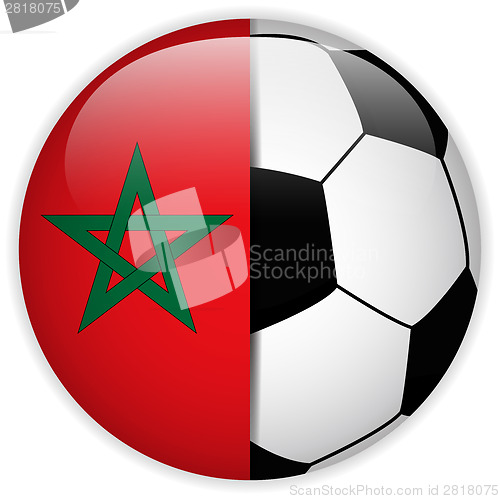 Image of Morocco Flag with Soccer Ball Background