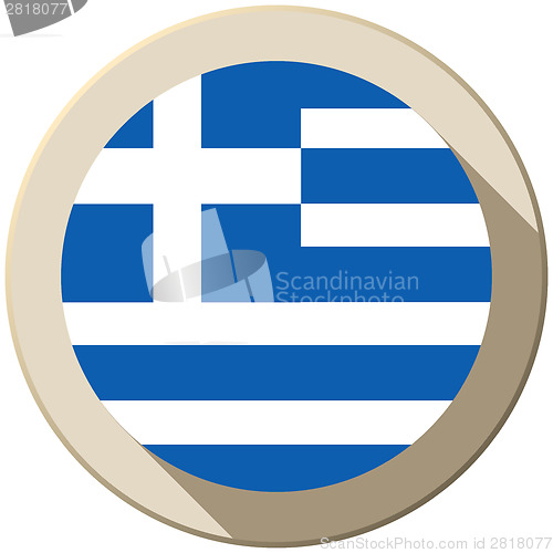Image of Greece Flag Button Icon Modern