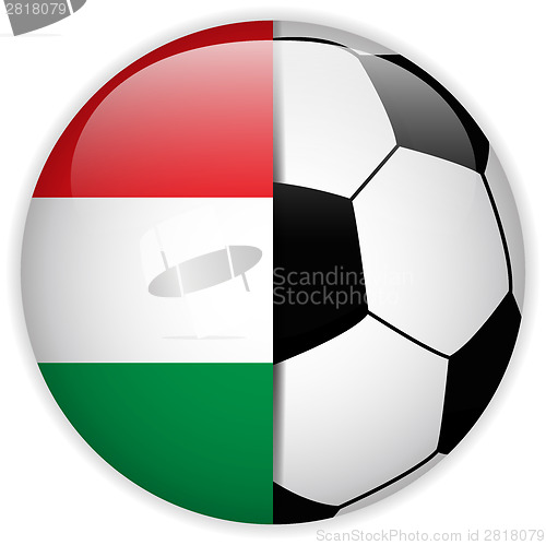 Image of Hungary Flag with Soccer Ball Background