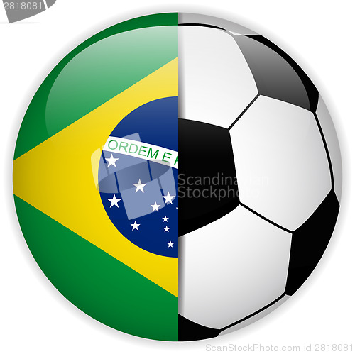 Image of Brazil Flag with Soccer Ball Background