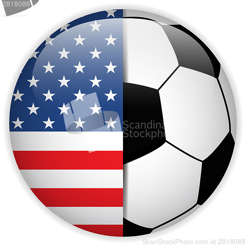 Image of USA Flag with Soccer Ball Background