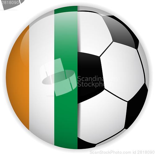 Image of Ireland Flag with Soccer Ball Background
