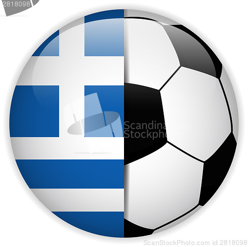 Image of Greece Flag with Soccer Ball Background