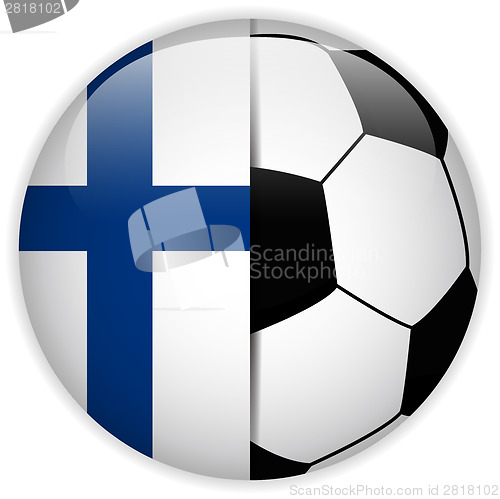 Image of Finland Flag with Soccer Ball Background