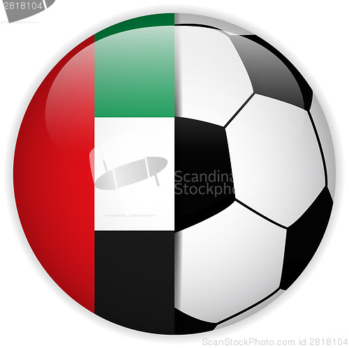 Image of Emirates Flag with Soccer Ball Background
