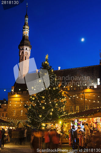 Image of TALLINN, ESTONIA -JANUARY 05: People enjoy Christmas market in T