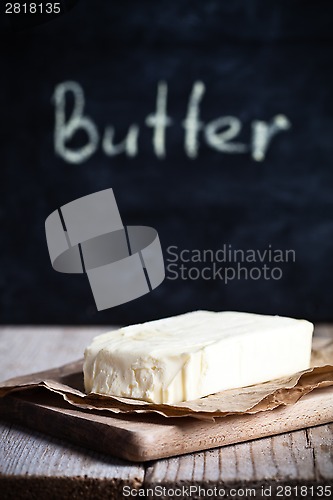 Image of fresh butter and blackboard