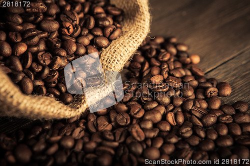 Image of jute bag with coffee beans