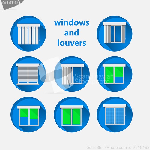 Image of Flat icons for windows and louvers