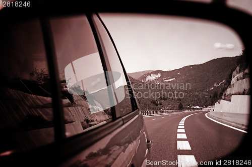 Image of Car mirror reflection