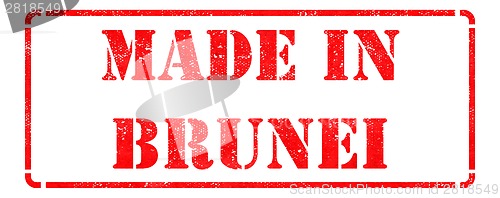 Image of Made in Brunei - inscription on Red Rubber Stamp.